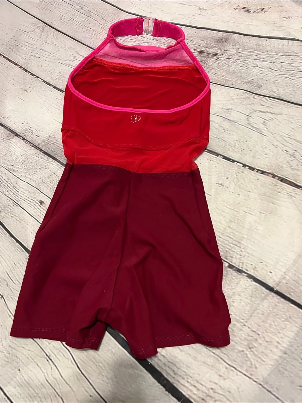 Bluewater dancewear multi-Tone pink/ red Halter unitard CL
